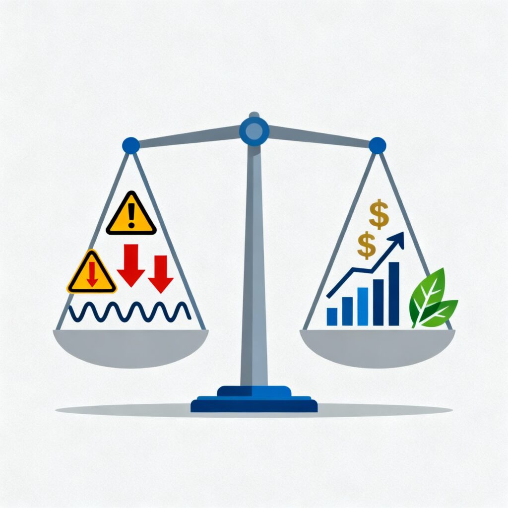 A visual representation of a balanced scale weighing risk and reward, highlighting disciplined speculative investing.